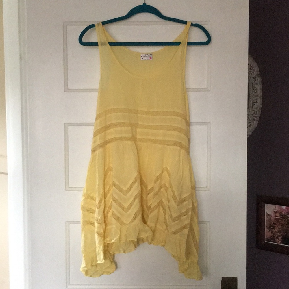 Free people yellow slip dress size small